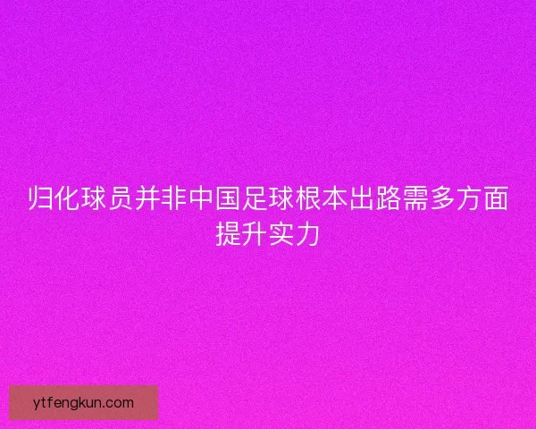 归化球员并非中国足球根本出路需多方面提升实力